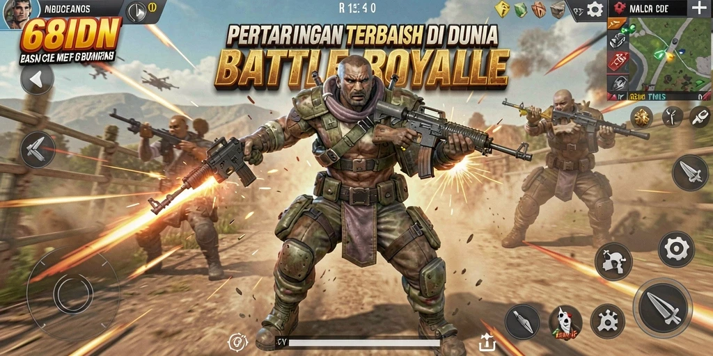 Tangkapan layar gameplay <strong>68IDN</strong> yang menampilkan aksi pertempuran sengit di arena.