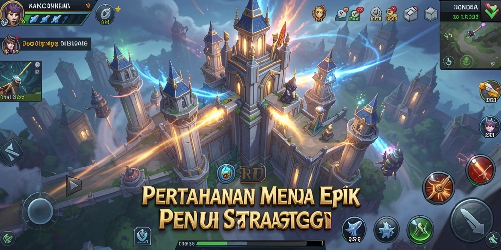 Tampilan gameplay Tower Defense yang menegangkan dan strategis di 6RT.