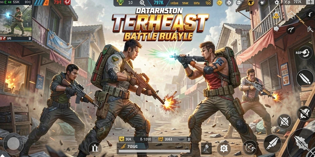 Screenshot gameplay 797K menampilkan pertarungan seru di medan perang.