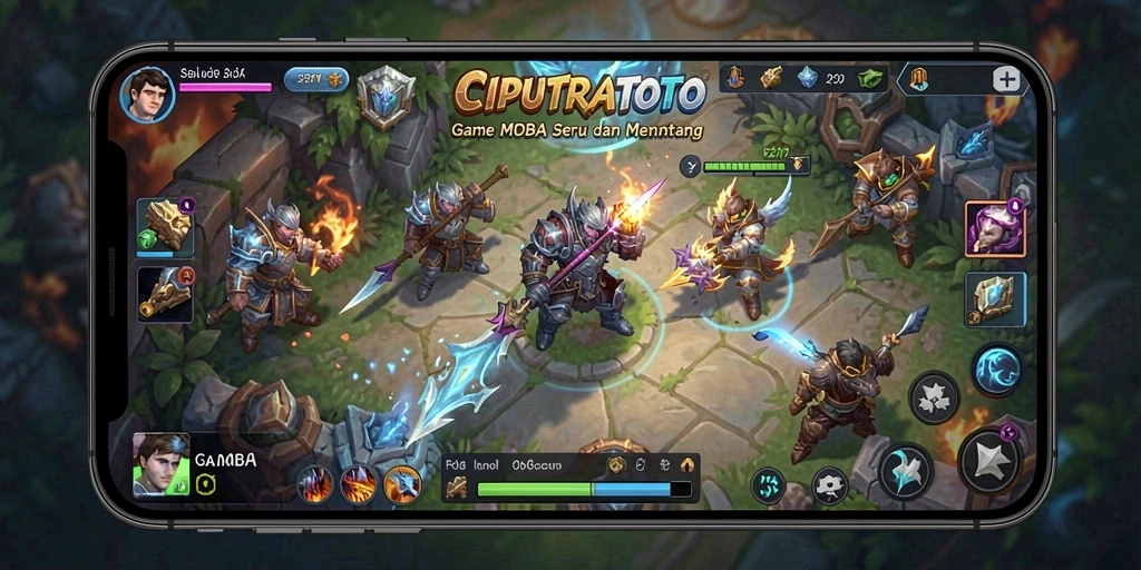 Tampilan gameplay seru dalam CIPUTRATOTO yang menampilkan pertempuran tim.