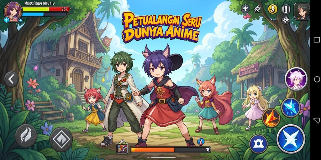 Screenshot gameplay D06 menampilkan pertarungan seru dalam dunia anime.