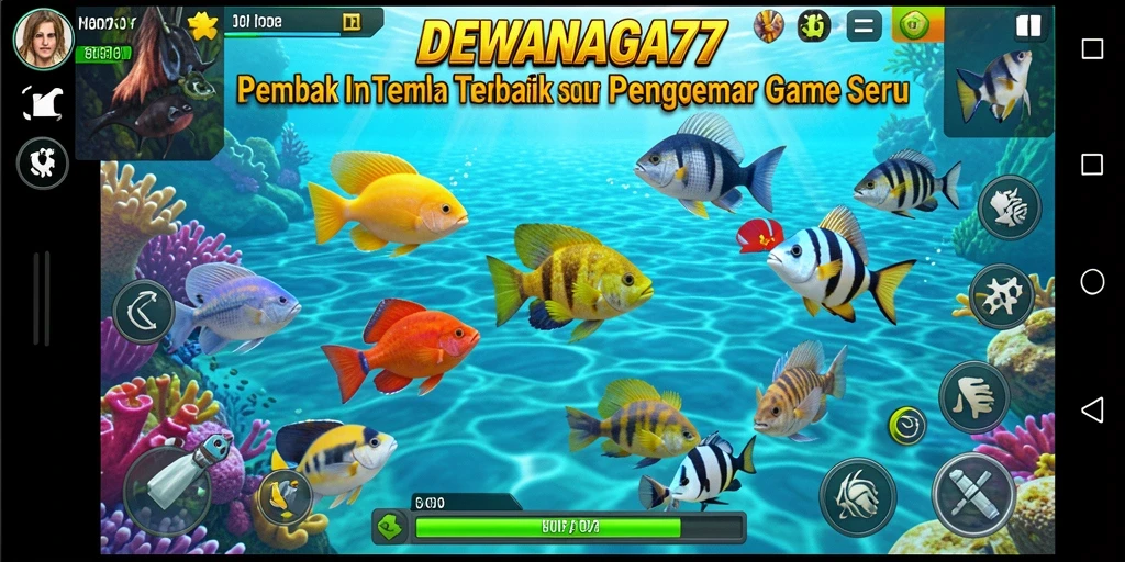 Screenshot gameplay DEWANAGA77 menampilkan aksi menangkap ikan yang seru.