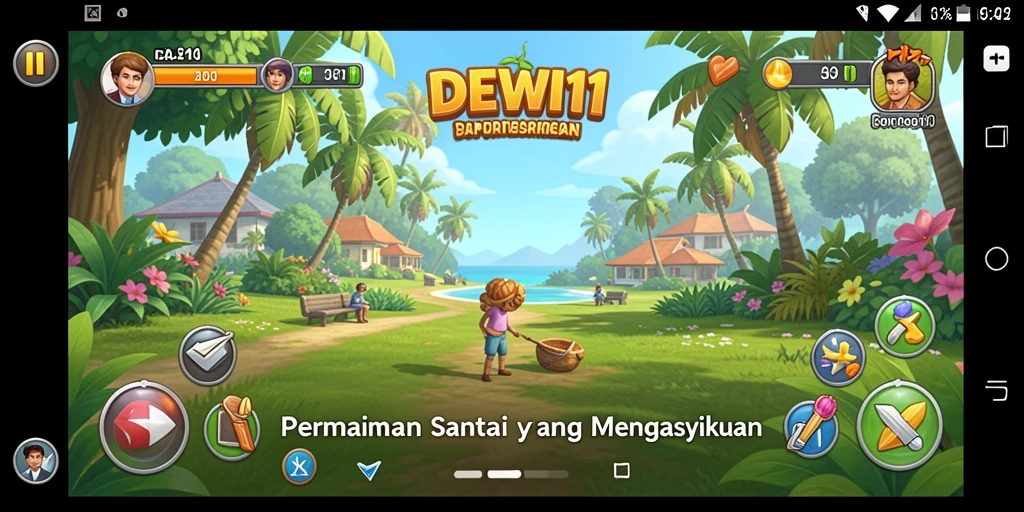 Tampilan gameplay DEWI11 yang ceria dan menantang.