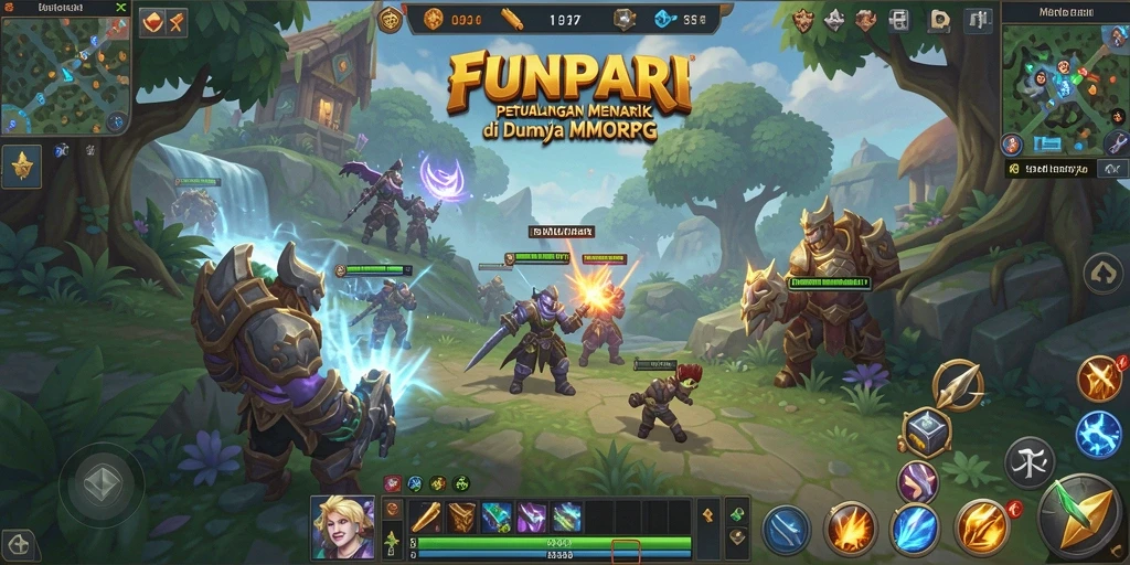 Tampilan gameplay <strong>FUNPARI</strong> dengan aksi petualangan seru di dunia fantasi.