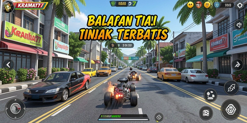 Tangkapan layar KRAMAT77 menampilkan aksi balapan yang mendebarkan.