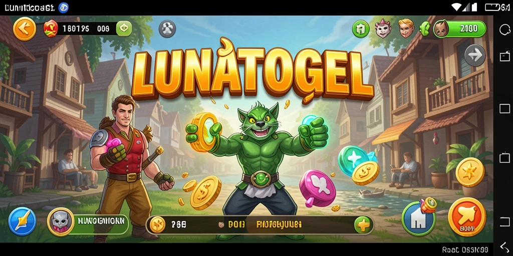 Tampilan gameplay LUNATOGEL yang menarik dan berwarna.