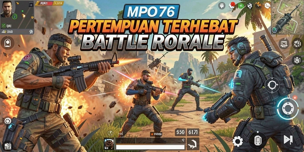 Screenshot gameplay MPO76 dengan aksi Battle Royale yang menegangkan.