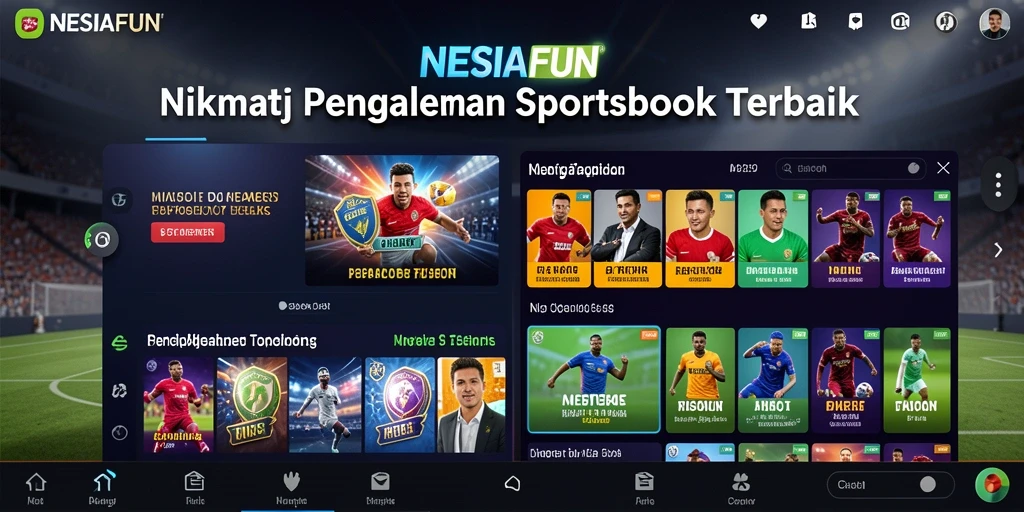 Tampilan gameplay Sportsbook dan antarmuka pengguna NESIAFUN.