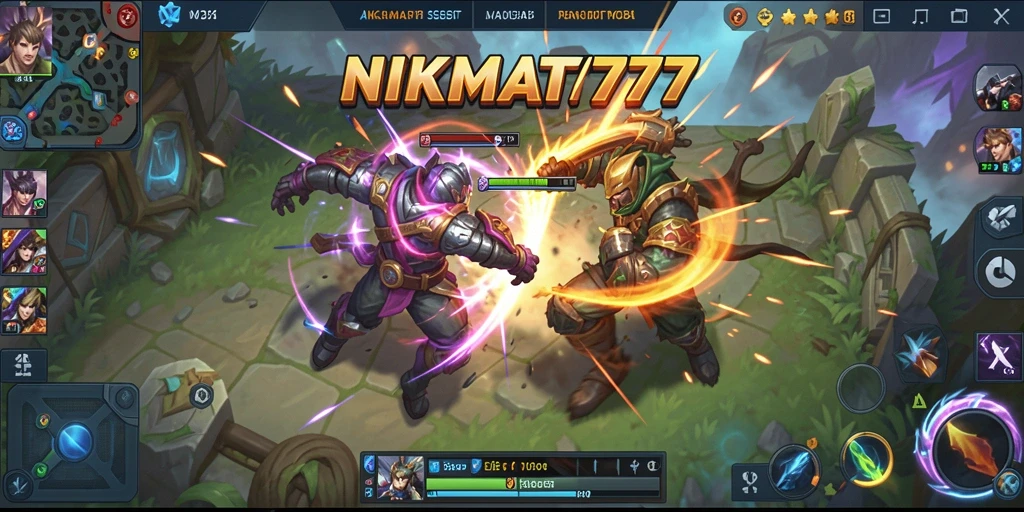Screenshot aksi seru di arena MOBA NIKMAT777.