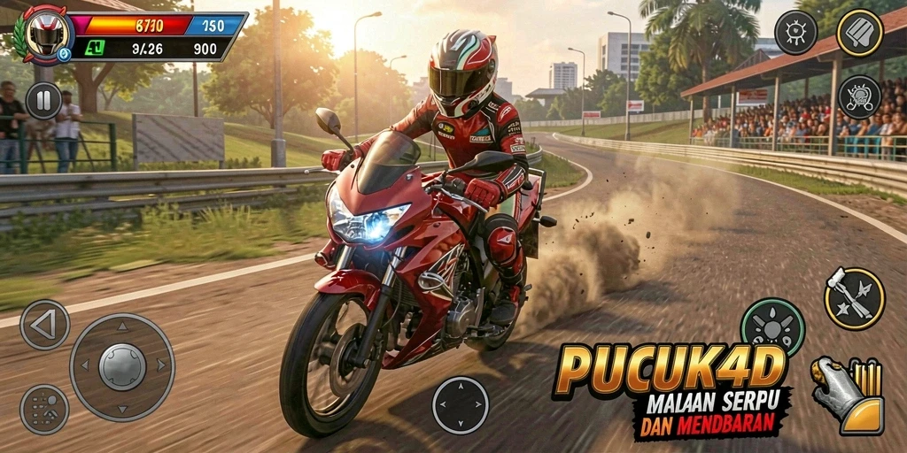 Gameplay mendebarkan di PUCUK4D dengan berbagai trek motor yang menantang.