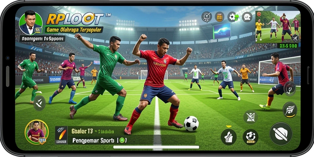 Screenshot utama RPLOOT menampilkan aksi seru dalam pertandingan olahraga.