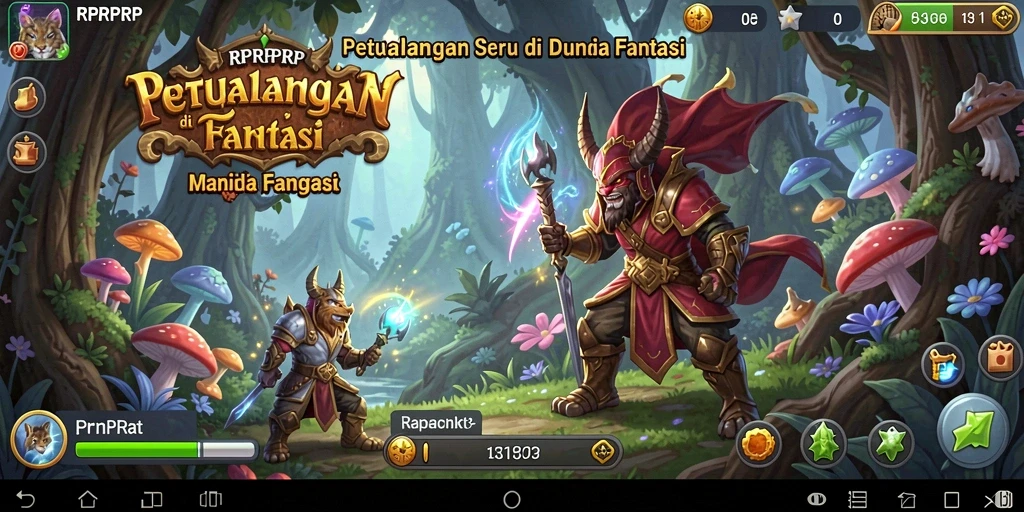 Screenshot gameplay RPRPRP yang menampilkan aksi petualangan yang mendebarkan.