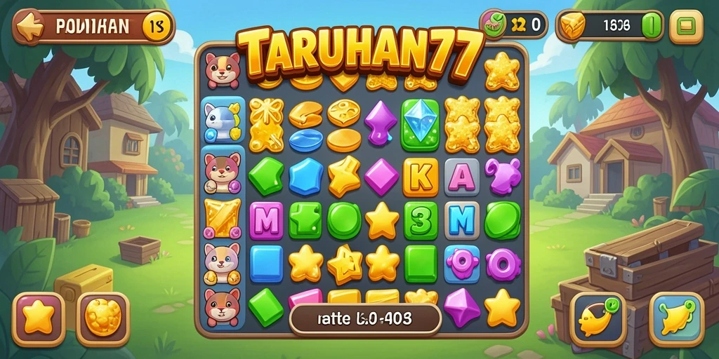 Tampilan gameplay seru TARUHAN77 dalam aksi Match-3.