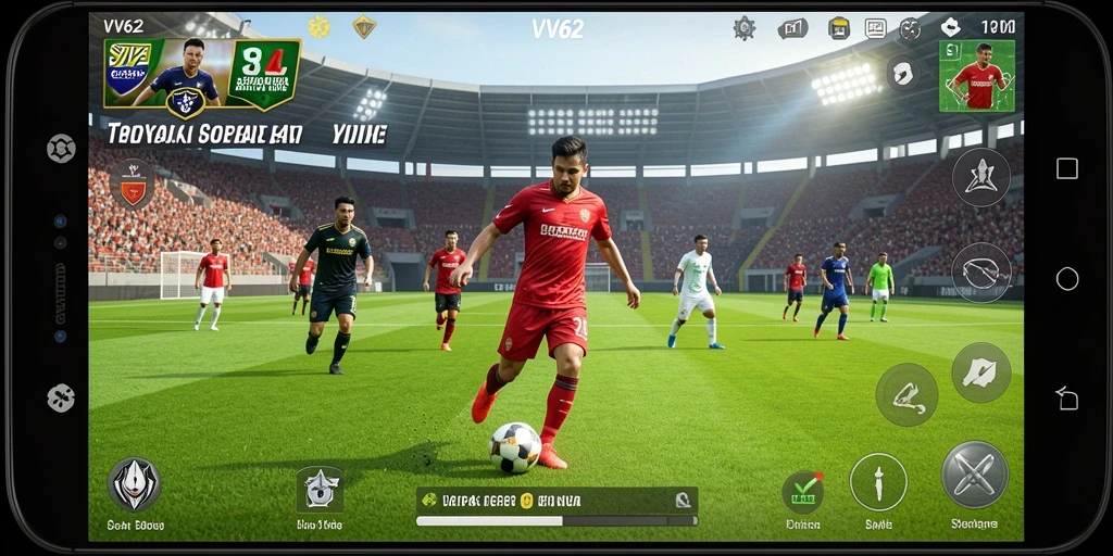 Gameplay mendebarkan di lapangan sepak bola.